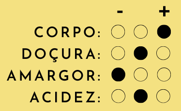 Corpo Intenso
Docura Média
Amargor Leve
Acidez Média