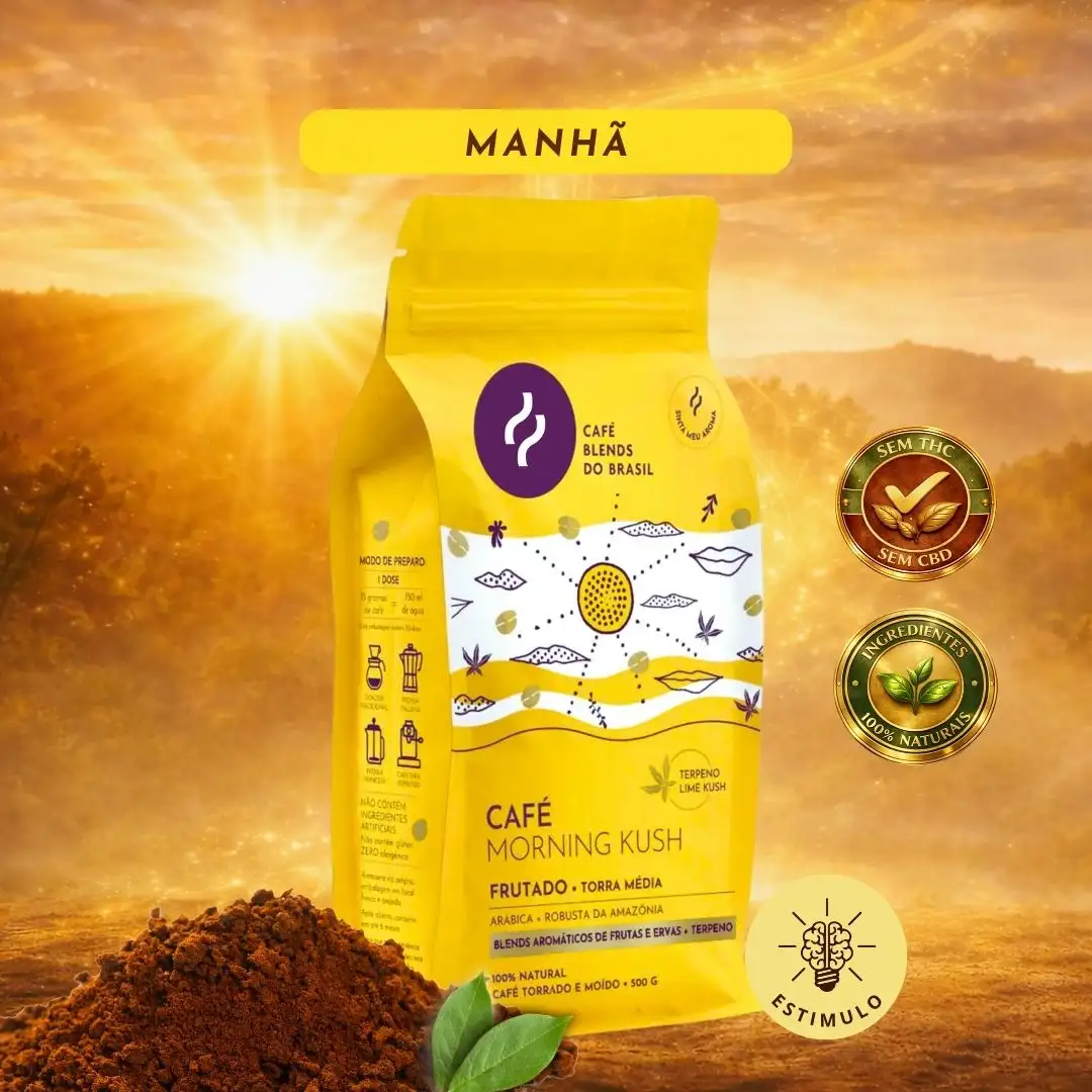 CBDBR Café Sensorial MANHÃ - Morning Kush Moído 500g - Manga e Pitanga + Terpeno Lime Kush