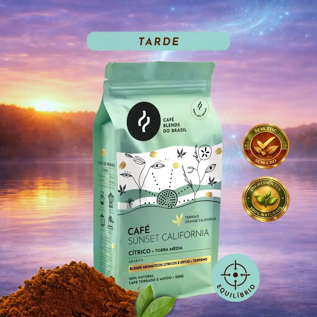 CBDBR Café Sensorial TARDE - Sunset California Moído 500g - Frutas Cítricas e Flor de Laranjeira + Terpeno Orange California