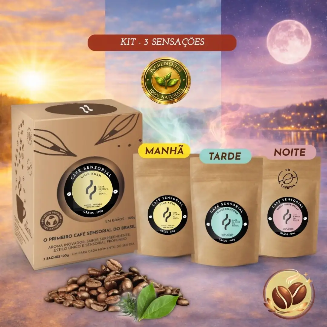 CBDBR Kit Café Sensorial - Manhã Tarde Noite Grãos 300g